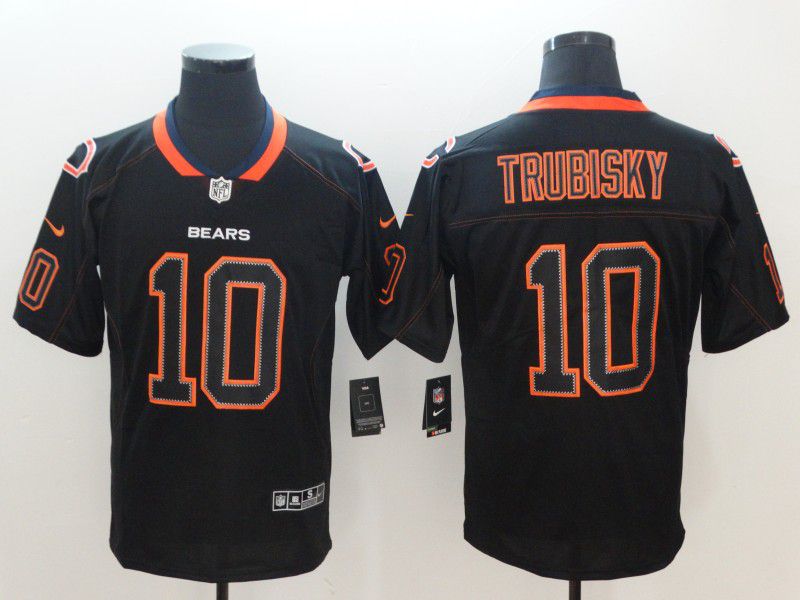 Men Chicago Bears #10 Trubisky Nike Lights Out Black Color Rush Limited NFL Jerseys